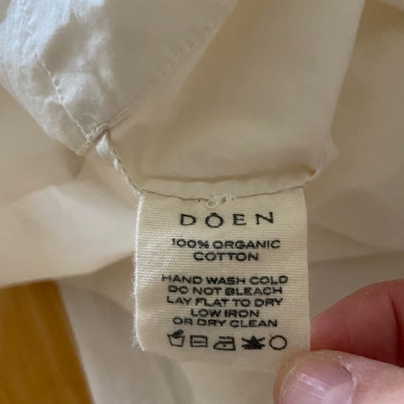 Doen Dress Womens Small White Black Smocked Organic Cotton Boho Long Sleeve - Picture 13 of 14